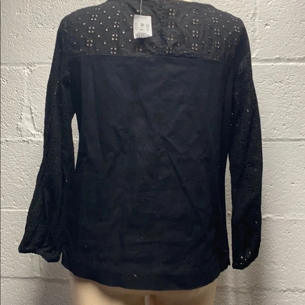J Crew Mercantile Eyelet yoke linen Top- NWT